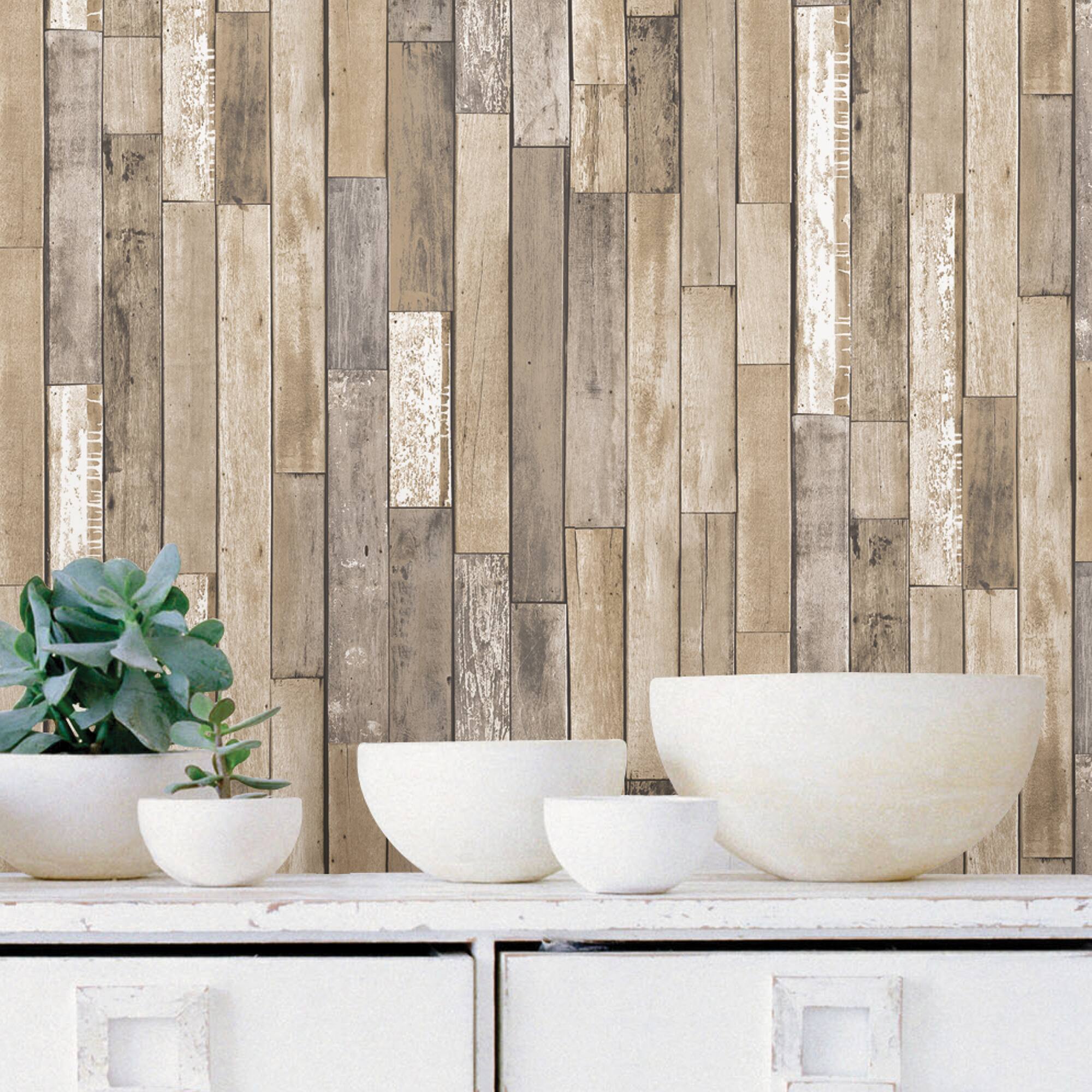 InHome Weathered Plank Barn Peel & Stick Wallpaper